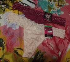 2 NEW MAIDENFORM DMESLT 0E7 MF LUXURIOUS LACE THONG PANTIES L/7
