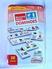 Junior Learning Rhyming Words Dominoes Game JL490 Educational Toy New Sealed Tin