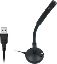 USB Desktop Microphone with LED Indicator, 360-Degree Adjustable Stand, Mute ...
