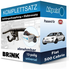 BRINK Anhängekupplung abnehmbar und E-Satz 13polig für Fiat 500 Cabrio 15- neu
