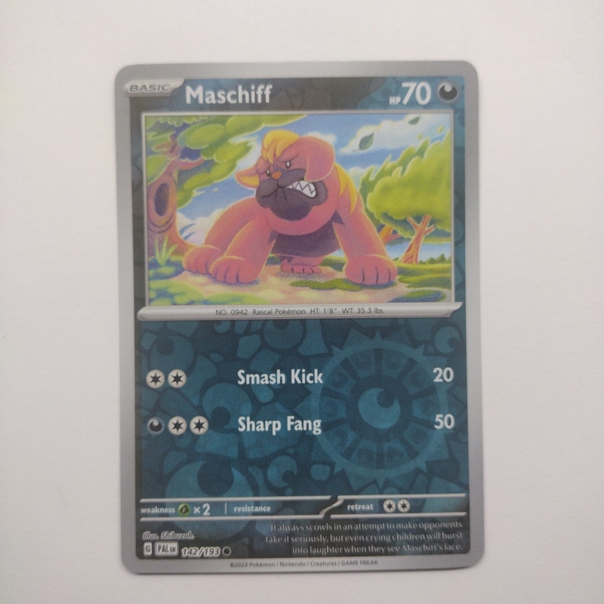Pokemon Card - Maschiff 142/193 - Paldea Evolved - Reverse Holo