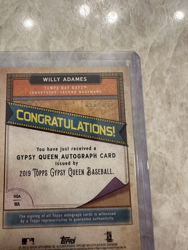 2019 Topps Gypsy Queen Willy Adames Auto Blue /150 Tampa Bay Rays On Card Auto - Picture 5 of 5