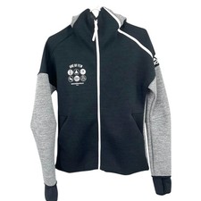 One of Few Adidas Hooded Knit Track Jacket Black Gray Full Zip Men's Small