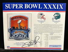 Deion Branch Signed 9x12 Willabee & Ward Super Bowl XXXIX Patch Card Patriots