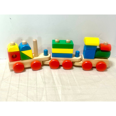 Melissa & Doug Wooden Stacking Train blocks colors patterns set #2