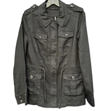 Monoprix Autre Ton Women’s Linen Utility Jacket Black Size 40 Medium