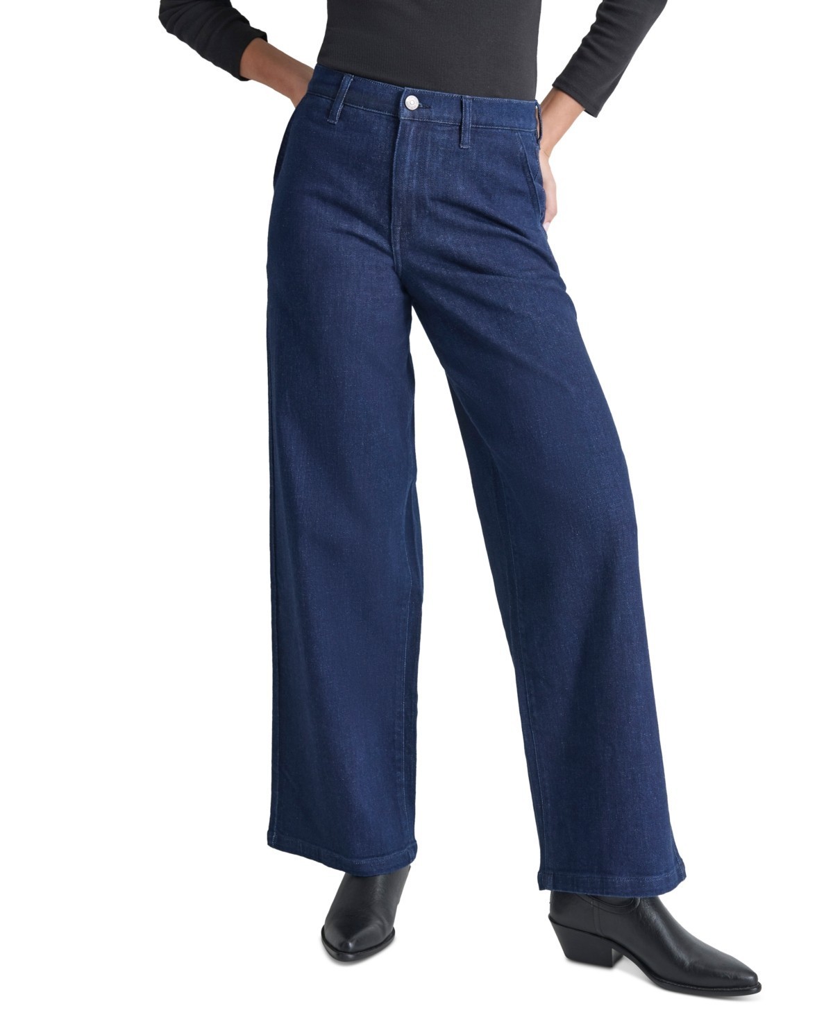 DKNY Jeans Women's High-Rise Wide-Leg Trouser Jeans Blue Size 32 1548