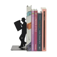 Balvi 'The Reader' Bookend 窶・Decorative Metal Book Holder for Shelves 窶・Moder...