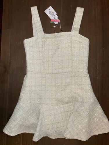 NWT SINCERELY OURS DRESS RETAILS $138. CREAM WITH GOLD ACCENTS SIZE SMALL