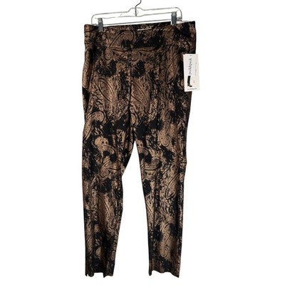Peck & Peck AVA Slim Leggings Bronze Paisley Pull On Tummy Control Size 14