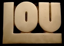 MH02143 **NOS** VINTAGE 1978 CUT-OUT NAME ***LOU*** SOLID BRASS BUCKLE