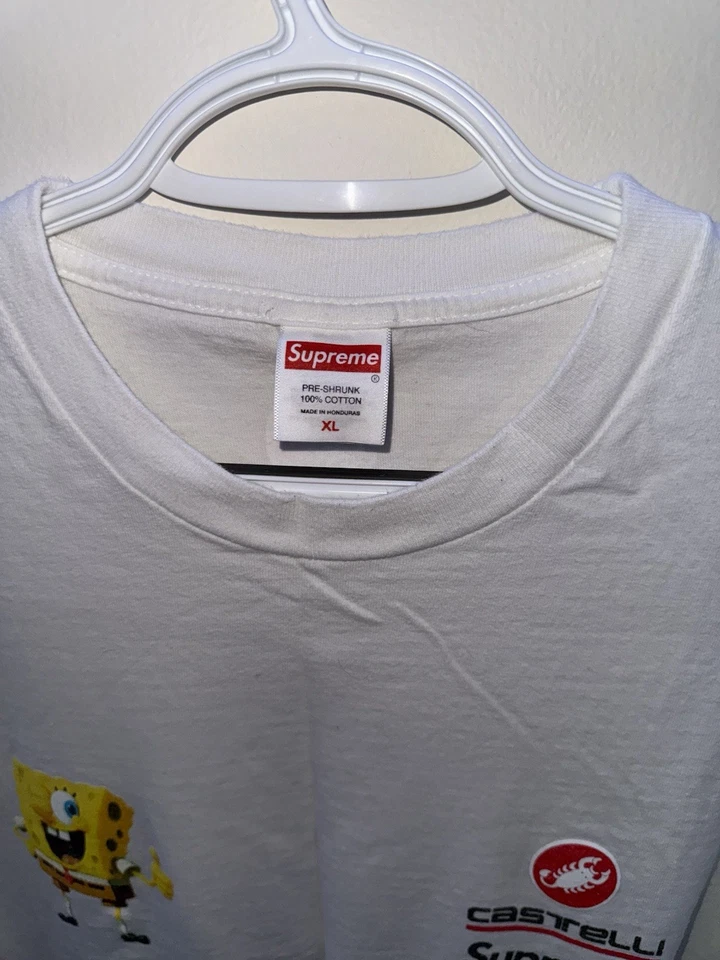 Supreme SpongeBob SquarePants Castelli Racing Long Sleeve Tee White XL - Image 3 of 3
