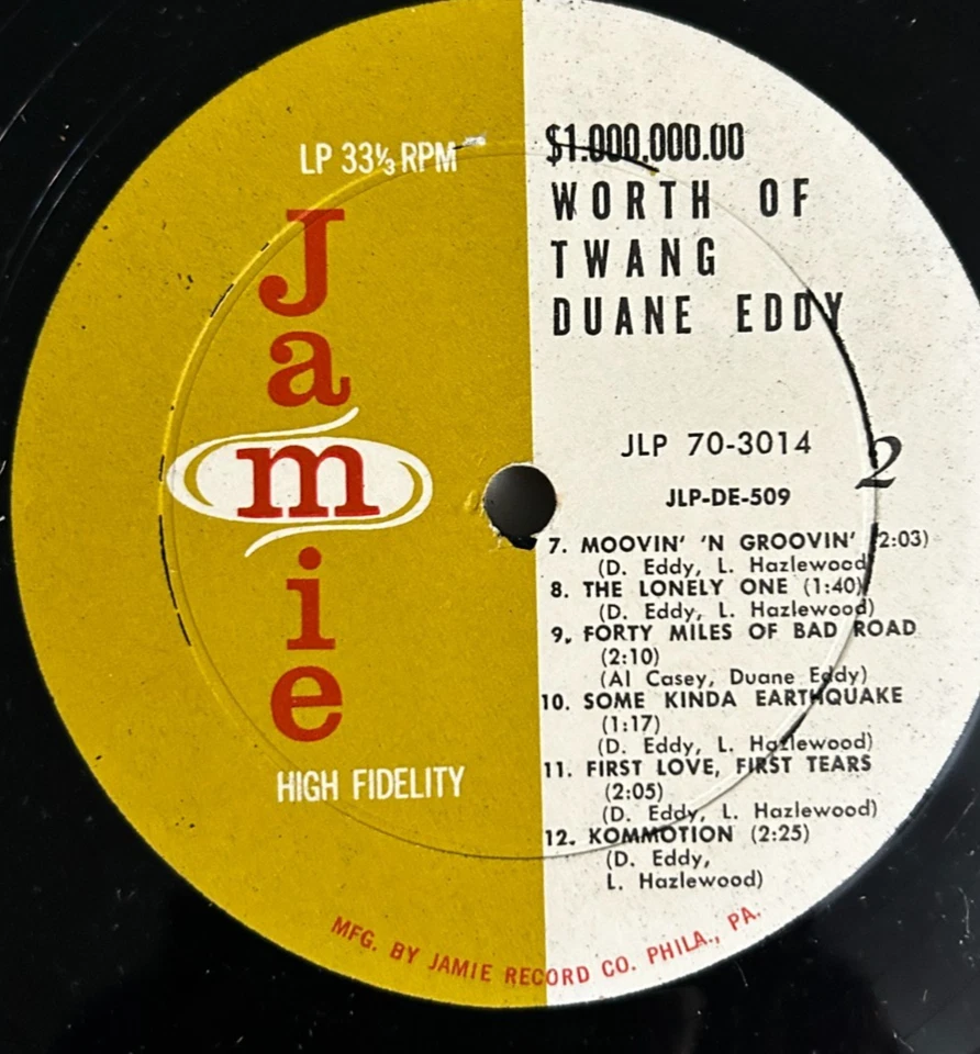 Duane Eddy - $1,000,000,000 Worth of Twang - OG 1960 Jamie LP - Surf Guitar VG - Image 4 of 4
