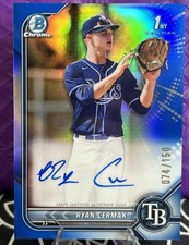 2022 Bowman Chrome RYAN CERMAK - Rookie Blue Wave Refractor Card RC Auto /150