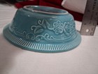 Homer Laughlin Oven Serve USA Turquoise Embossed Rose Rimed Fruit Bowl 1940's — photo 5