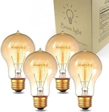 Edison Bulb A19, Vintage Incandescent Light Bulbs - 60 Watt, Dimmable 2700K