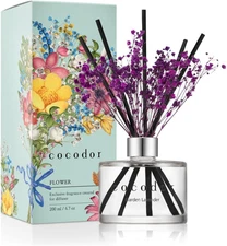 COCODOR Flower Reed Diffuser Set / 6.7Oz / Garden Lavender/Scent Diffuser with S