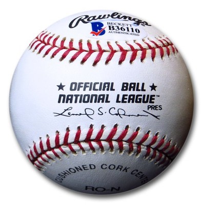 Herman Franks Autographed NL Baseball (Coleman) Brooklyn Dodgers