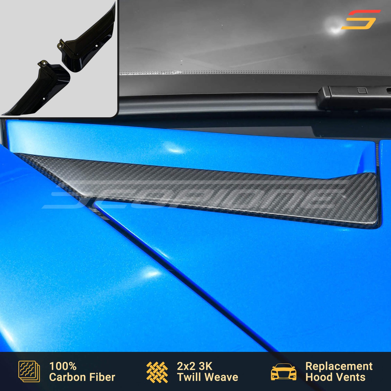 Scopione Carbon Fiber Front Hood Air Scoop Vents for Lamborghini Aventador