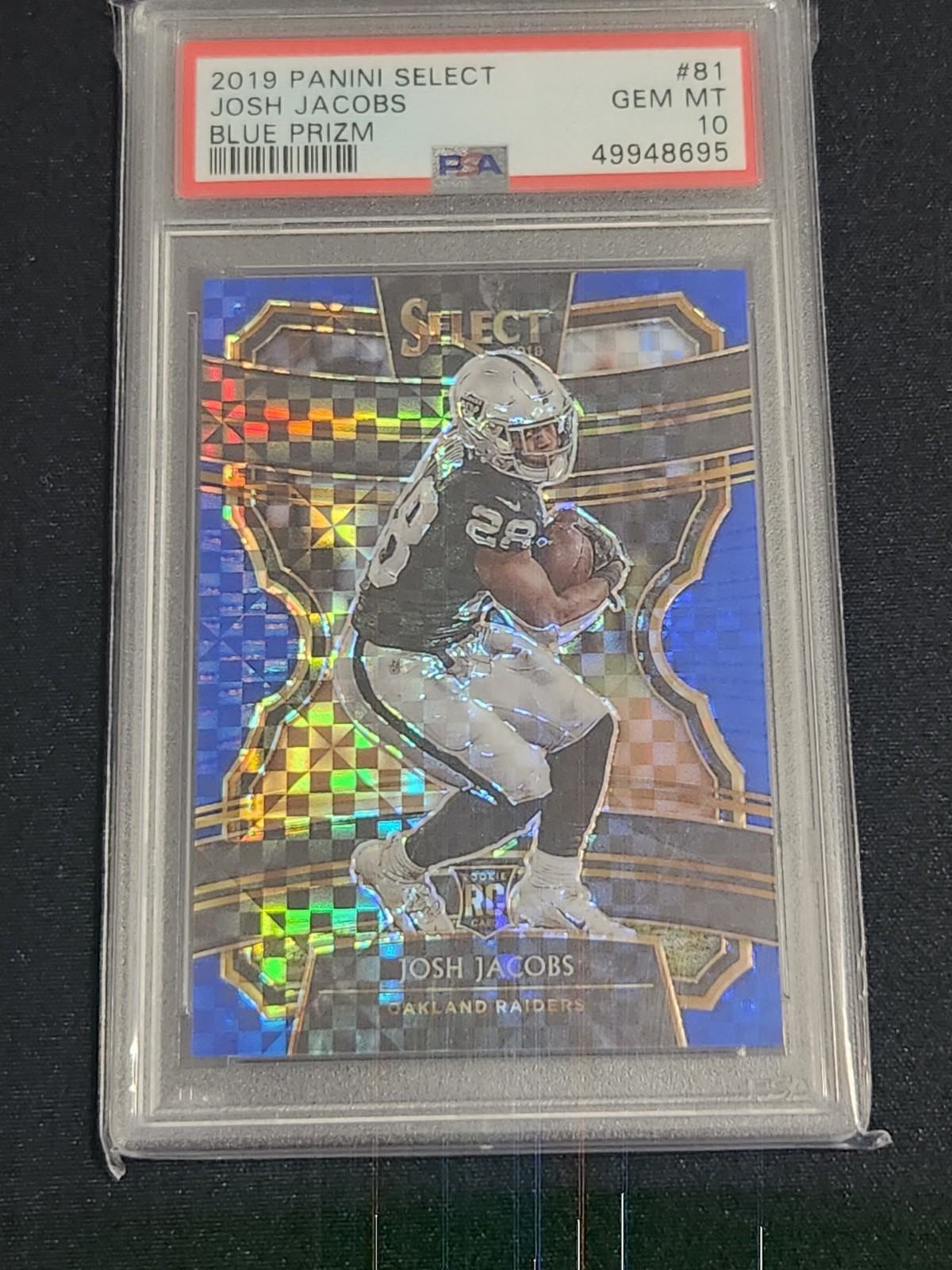 2019 Panini Select Josh Jacobs RC Blue Prizm #81 PSA 10 105/175