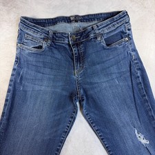 KUT from the Kloth Skinny Jeans Womens 10 Blue Dark Wash Distressed Stretch