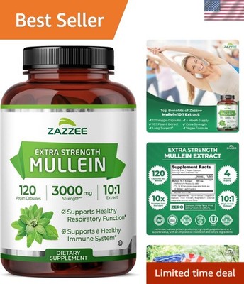 Extra Strength Mullein Leaf 10:1 Extract, 120  Capsules, 4  Supply, Verbascum...
