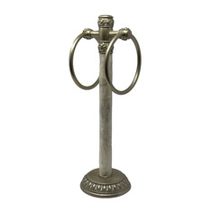 Pearlescent Silver Tone Double Towel Ring Stand Vanity Bathroom Holder