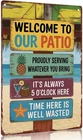 Vintage Welcome To Our Patio Aluminum Wall Sign Beach Decor 12x8inch