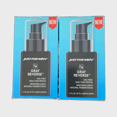 2 Pack Just For Men Gray Reverse Dye-Free Daily Hair & Beard Serum, 1.7 fl oz