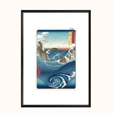Japanese Edo Art Handmade Traditional Woodblock Print 阿波 鳴門の風波 Authentic Gift