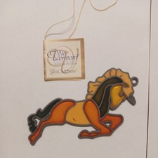 vintage Faux stained glass acrylic bucking unicorn ornament / suncatcher