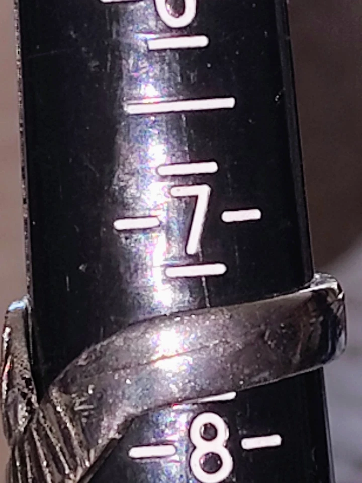 Anel de onda fita tom prata vintage design envoltório texturizado tamanho 7,5 6,32 g modernista - Imagem 4 de 4