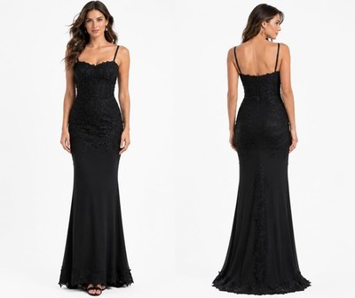 BLACK Fitted Lace Gown