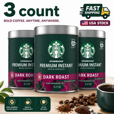 Starbucks Premium Instant Coffee Dark Roast 3.17 oz 3 Pack Strong Coffee