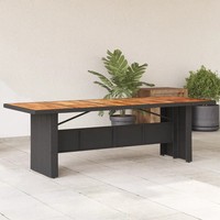 Gartentisch Aus Poly Rattan Mit Holzplatte Schwarz 240X90X75 Cm