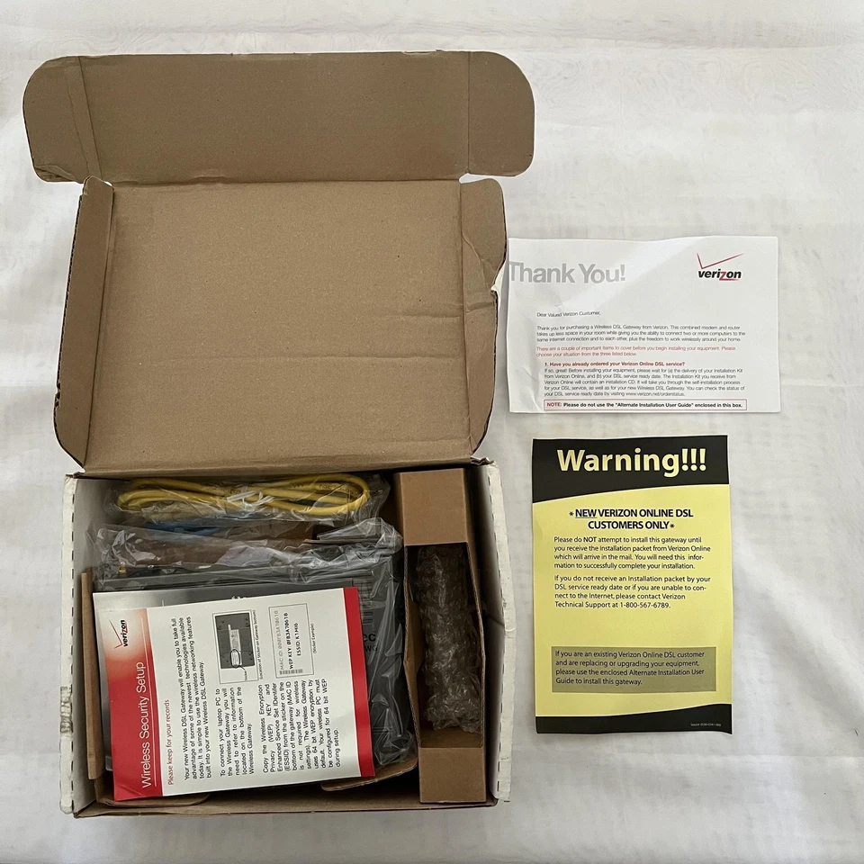 Actiontec GT704WG Inalámbrico DSL Módem Router Kit Verizon Filtros Cables Guías Bo Foto 2 de 4