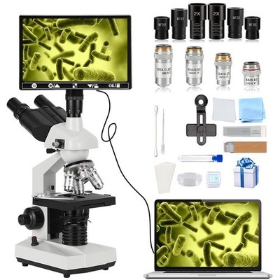 A 5000 high-definition LED optical composite biological microscope with a 10-inc