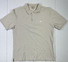 Burberry Brit Beige Polo Shirt M Nova Check Collar Embroidered Knight Logo
