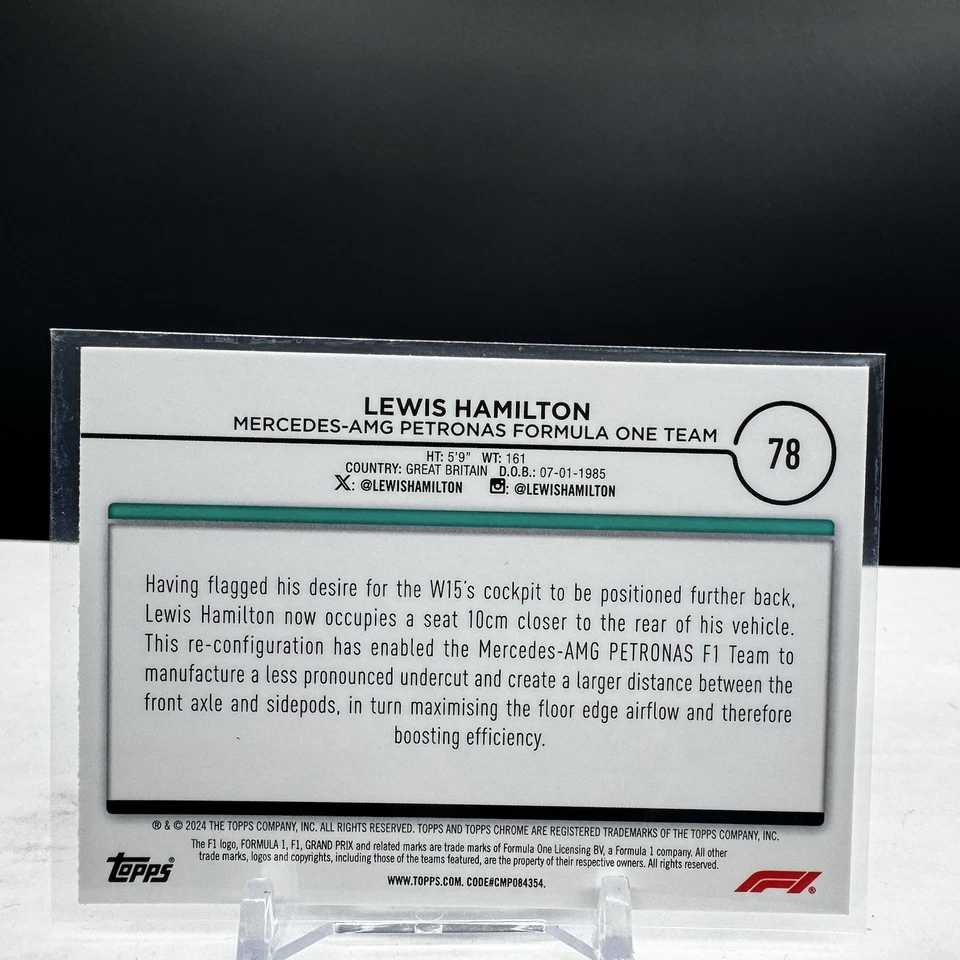 2024 Topps Chrome Formula 1 Lewis Hamilton Car Card #78 - Image 2 of 2