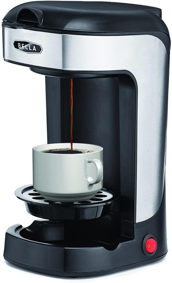 BELLA One Scoop Cup Coffee Maker, Single Serve Brewer with Black 