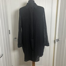 NEXT Black Lace Style Shift Dress - Size 16 Petite - Evening Party