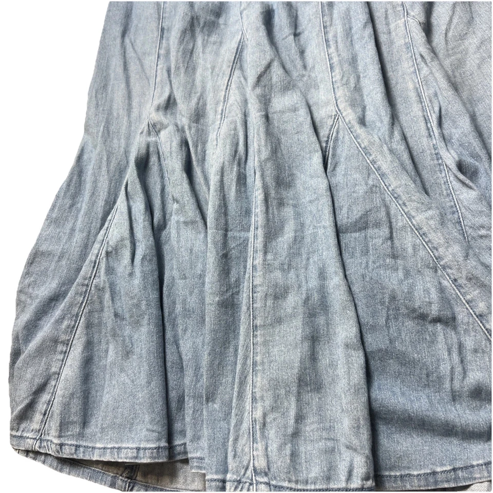 Vtg chambray skirt women 1x Cotton Blend Elastic Waist Retro Pleated Comfort - Image 2 of 4