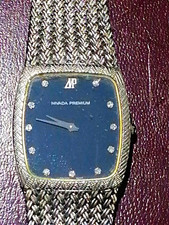 Nivada Premium Rectangle Black Dial Diamond Markers Quartz Silver Mesh Watch