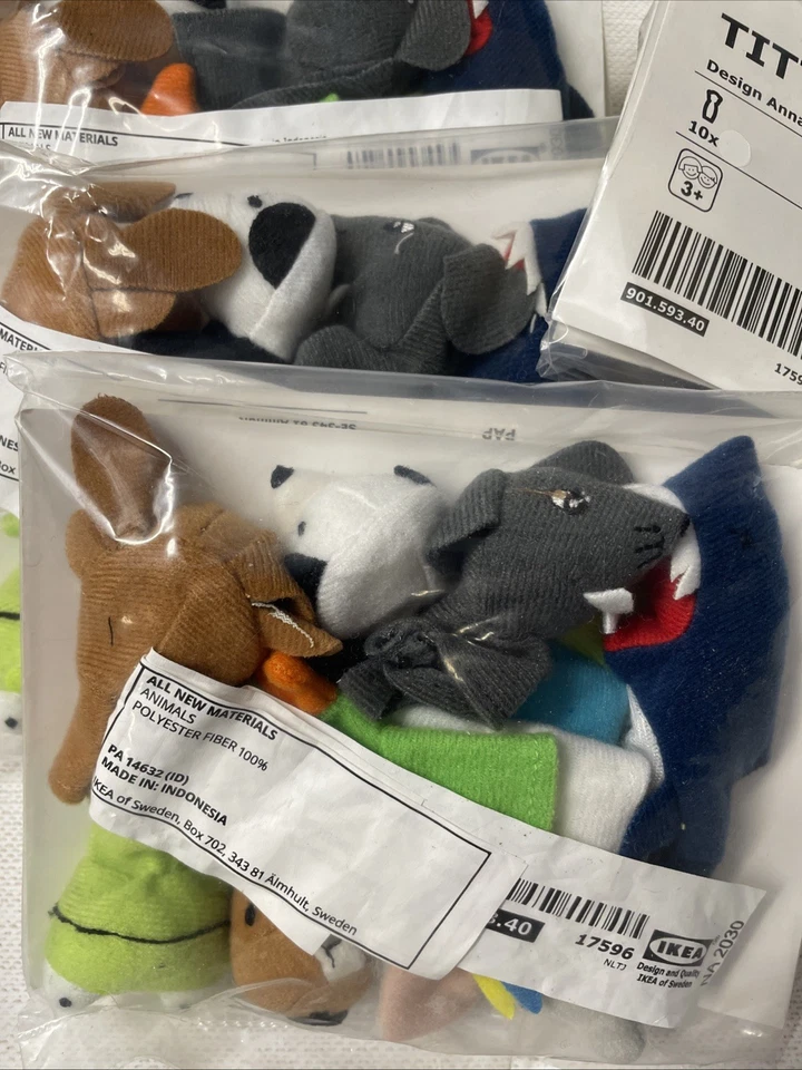 LOTE de 5: Fantoche de dedo IKEA TITTA DJUR animais fofos cores mistas (pacote com 10) - Imagem 3 de 4