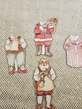 vintage 1980s die-cut cardboard Santa Claus ornaments 3 Changes For Santa