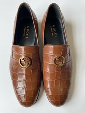 GUCCI Mens Genuine Alligator GG Medallion Logo Loafers Size 8.5G, US 9 $6000