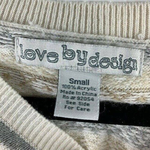Love By Design Size S Womens Sweater Gray Stripe Boat Neck Rib Hem Cuffs - Picture 3 of 4