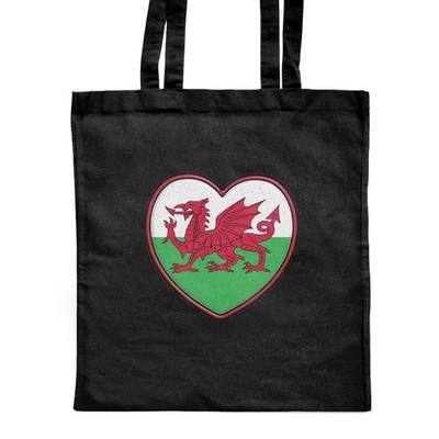 Klassische schwarze Shopper-Tasche ''Welsh Flag Heart'' (ZB00019637)