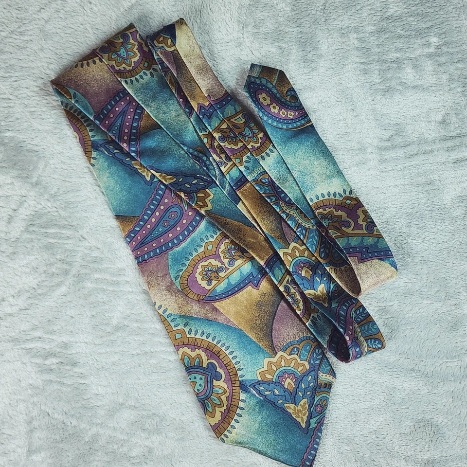 Corbata de vestir vintage Christian Dior Monsieur para hombre azul seda púrpura cachemira Foto 3 de 4