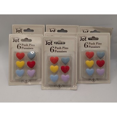 7 Packs Corner Office by Jot Heart Push Pins Colorful Decorative Thumbtacks Lot
